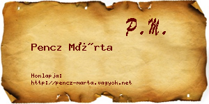 Pencz Márta névjegykártya